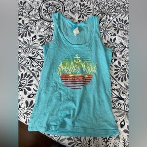 Antelope Turquoise Tank Top with Multicolor Design